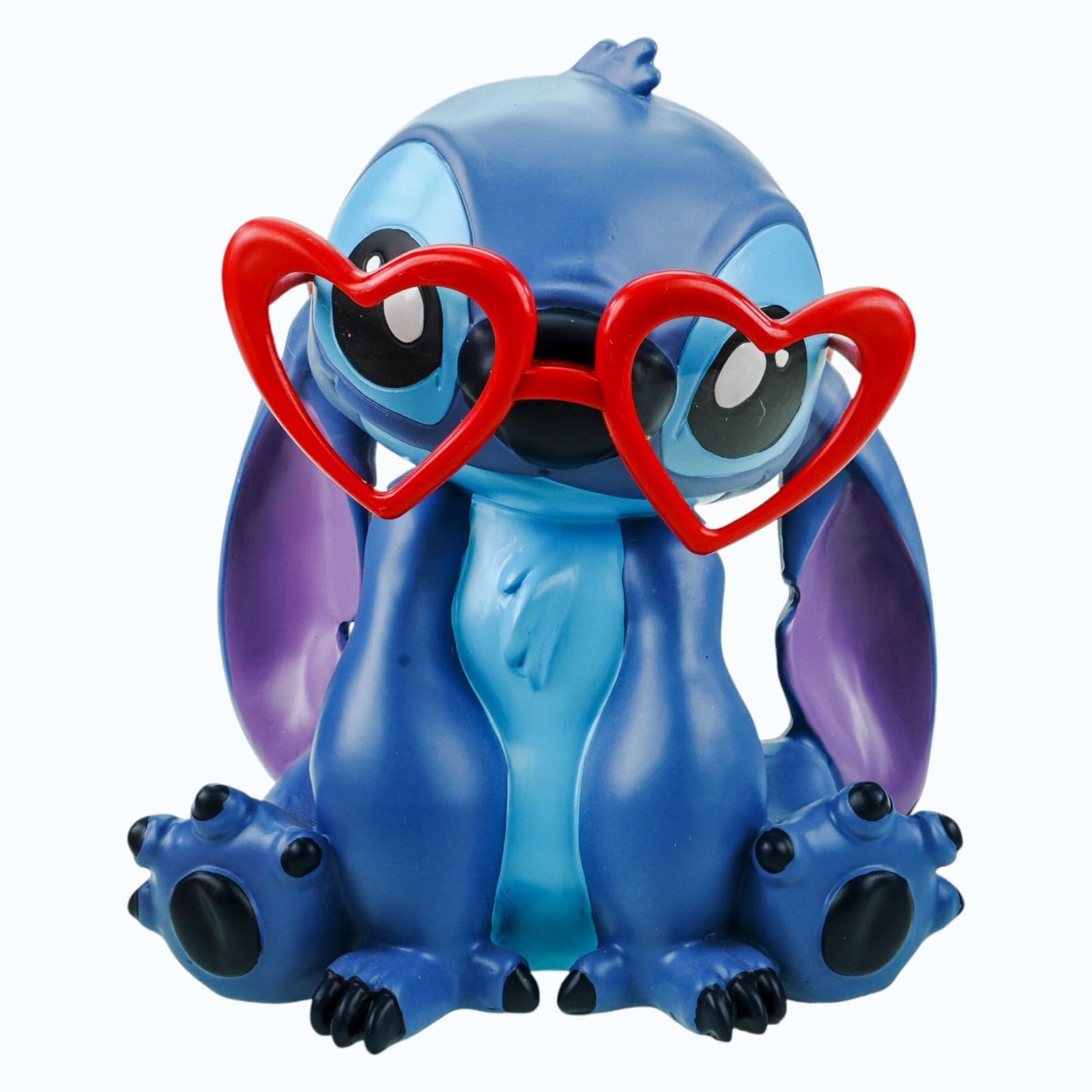 Decorative 3D Disney Garden Figure Stitch with Heart Glasses in Love Height: 20 cm Made of Plastic - Figure Made of Lilo & Stitch, Gift Valentine's Day, Modern Decorative Style for Fans, Garden