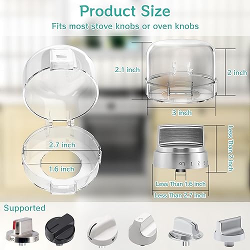 Miniatura 3 de AOSITE Fundas para pomos de estufa para la seguridad de los niños, paquete de 5 fundas mejoradas para pomos de estufa de gas con adhesivo fuerte,