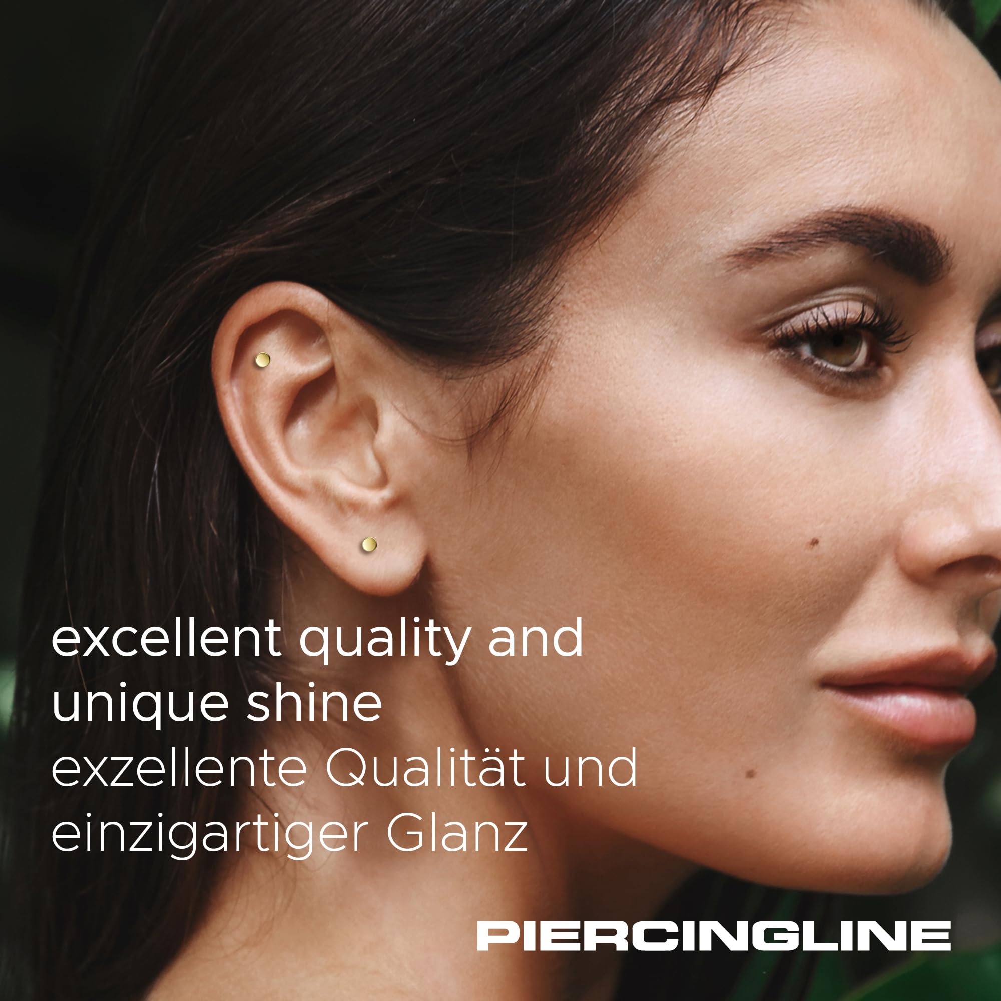 PIERCINGLINE 14 Karat Gold Ohr-Piercing Labret mit Innengewinde DISC Farb & Größenauswahl