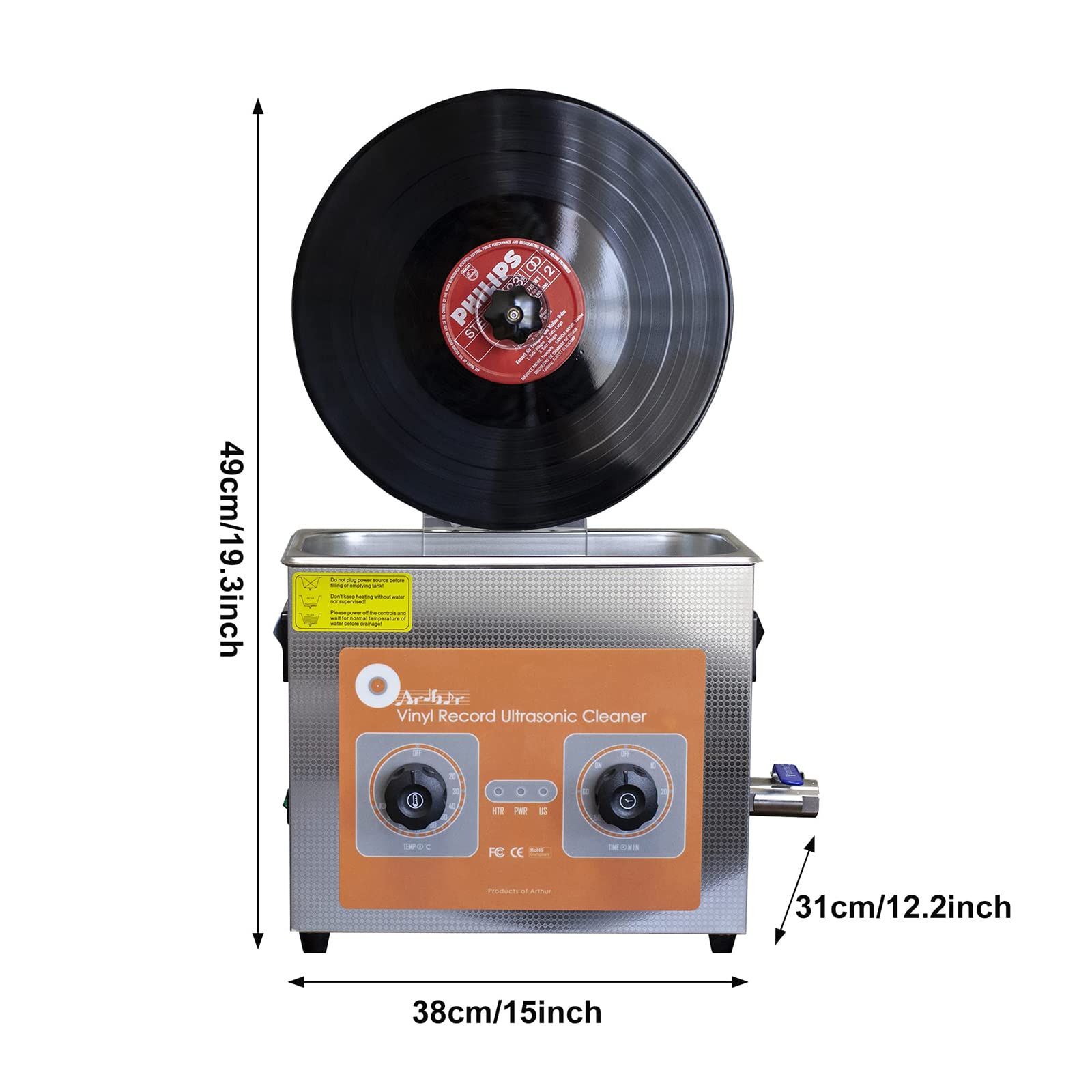 Limpiador de discos, máquina de limpieza de vinilo de 140 W con temporizador de 1 a 60 minutos, estante de secado de 4 L para álbumes LP