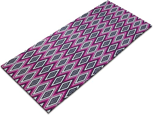 Ambesonne Ethnic Yoga Mat Towel, Geometric Pattern Traditional Style Chevron Zigzags Pink Tone Stripes and Diamond, Non-Slip Sweat Absorbent Yoga