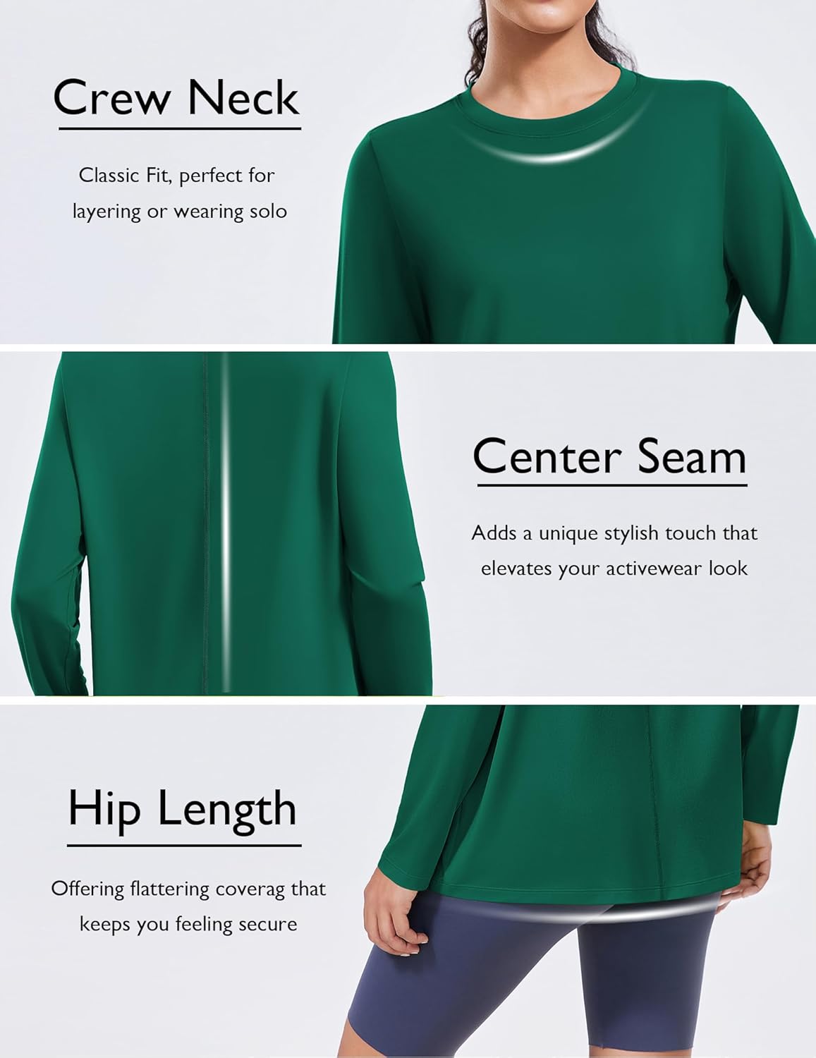 PINSPARK Workout Tops for Women Long Sleeve Yoga Shirts Crew Neck Athletic Top Loose Fit for Running Gym Hiking - Image 4