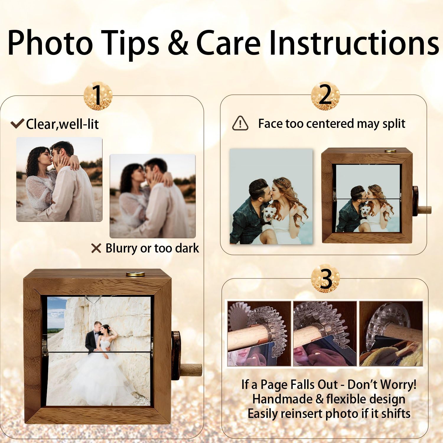 Caja de recuerdos cinematográfica creativa personalizada con luz, caja de memoria personalizada con manivela personalizada, caja de amor de aniversario personalizada hecha a mano