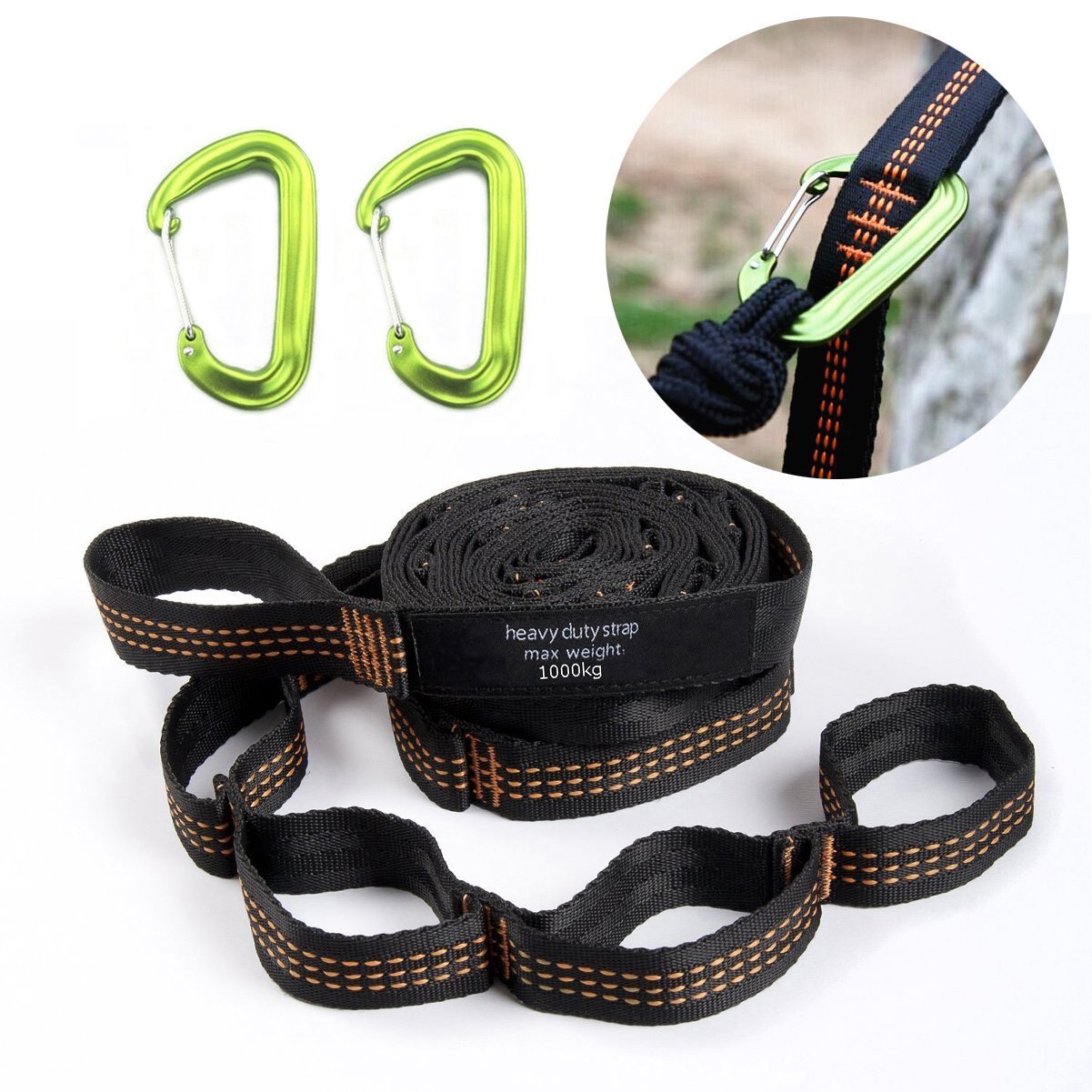 Hammock Accessories of Tree Straps and Carabiners Set Exqline Heavy