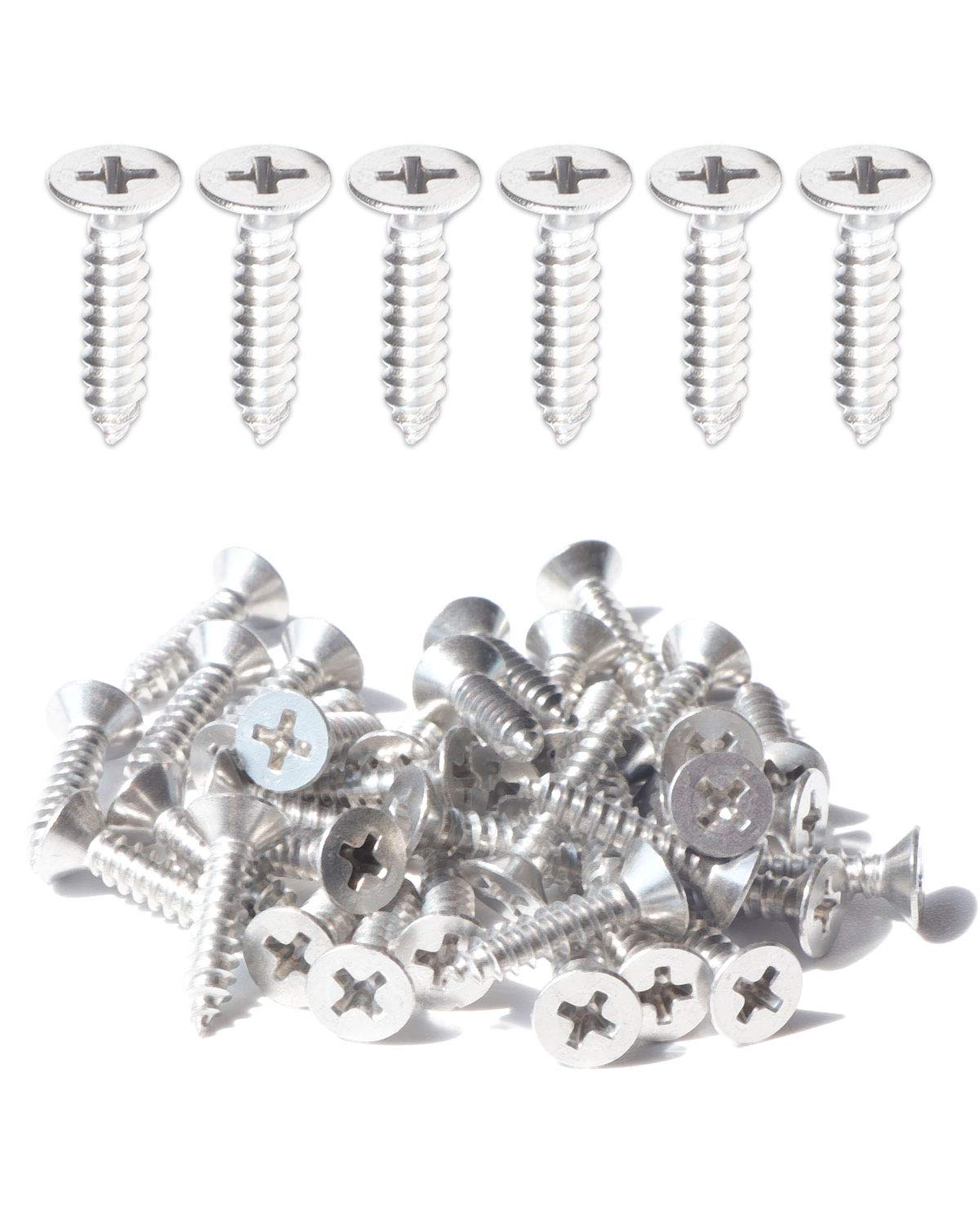 IMScrews 100pcs #8 x 5/8" (16mm) Stainless Flat Head Phillips Wood Screws 18-8 (304) Stainless Steel Countersunk Self Tapping Screws