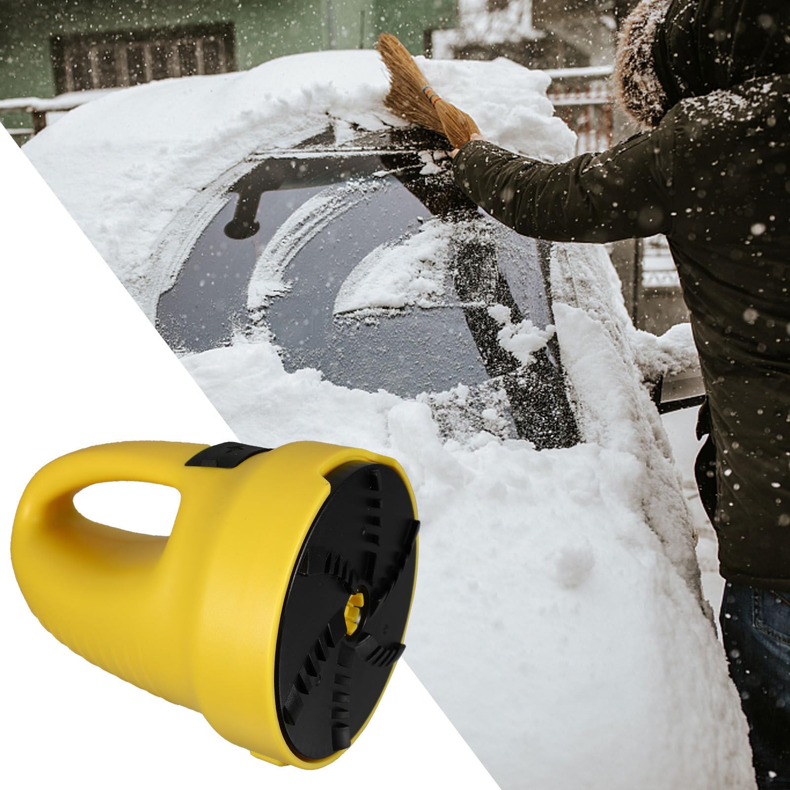 HOMSFOU Raschietto per Ghiaccio Auto Portatile in ABS Giallo, Strumento Efficiente per Rimuovere Neve e Ghiaccio dal Parabrezza