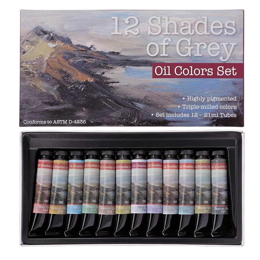 Amazon.com: 12 Shades of Grey Artist Oil Colors, Set of 12