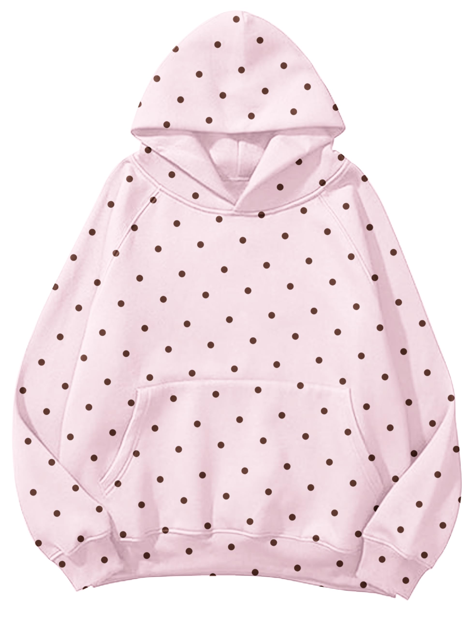 Lauweion Women Solid Basic Fleece Letter Loose Hoodie Sweatshirt Long Sleeve Kangaroo Pocket Drop Shoulder Pullovers Top
