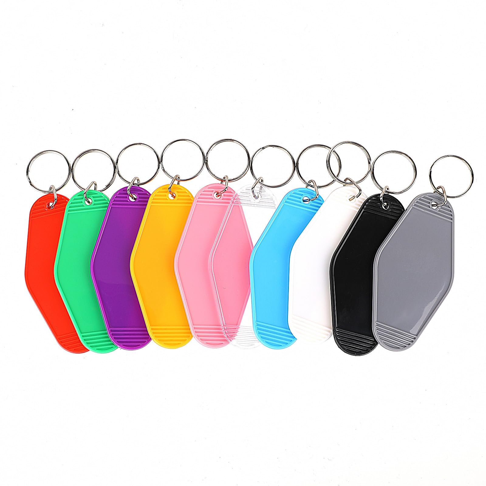 Blank Hotel Keychain, 10 PCS Key Rings for Crafting Retro Blank Motel Custom Keychains Colored Key Rings Identifiers Vintage Party Favors Transfer Supplies for Sublimation DIY Luggage Tag Label