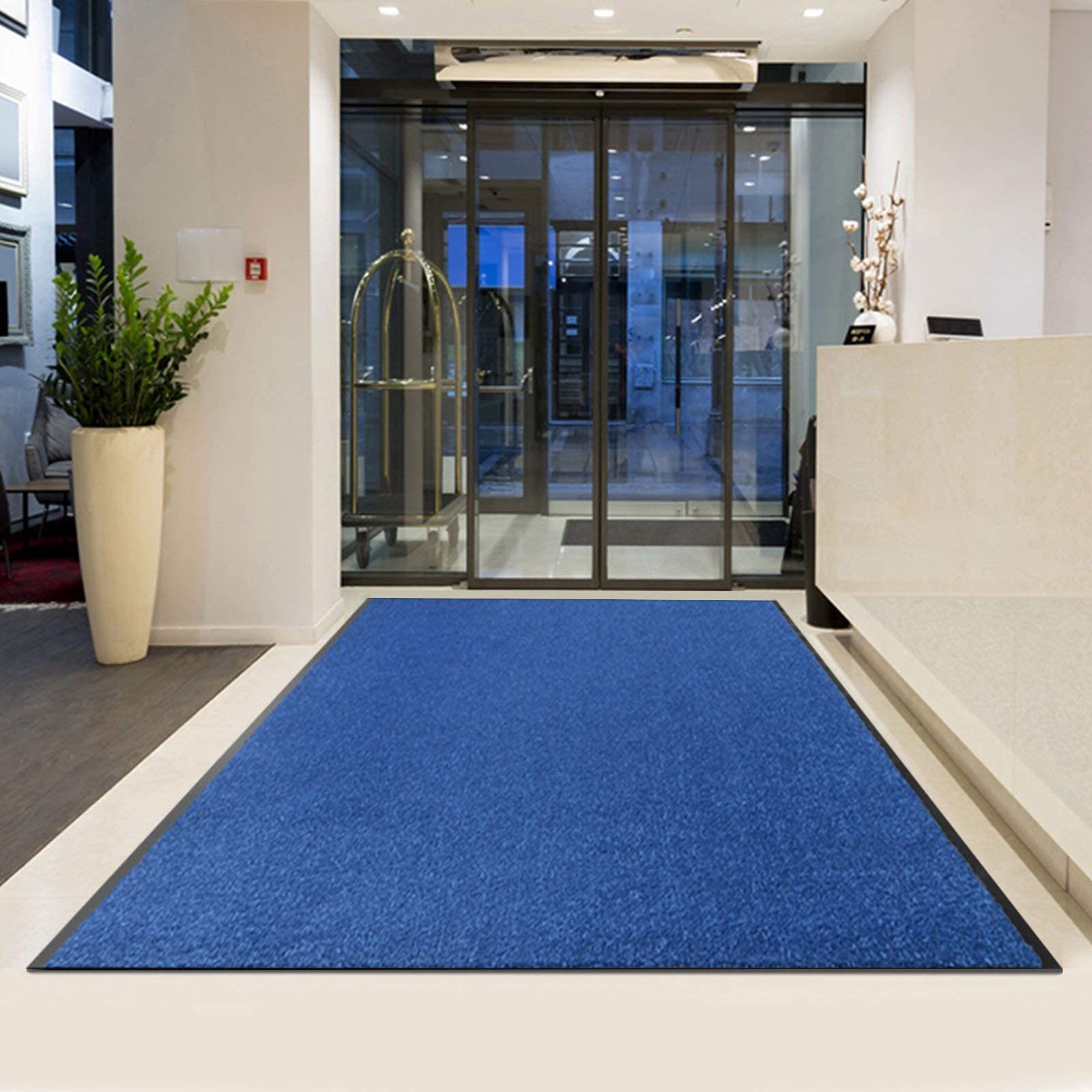 Floordirekt Schmutzfangmatte Monochrom | viele Größen, viele Farben | Länge auf Maß | rutschfeste waschbare Fußmatte (Blau, 120 x 200 cm)