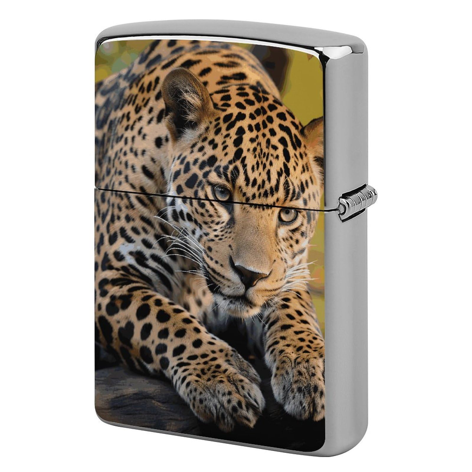 African Leopard Lighter Case Vintage Metal Lighter Cover Reusable Lighter Protective Sleeve Unique Design Personalized Lighter Sleeve Holder Against Dust and Scratches