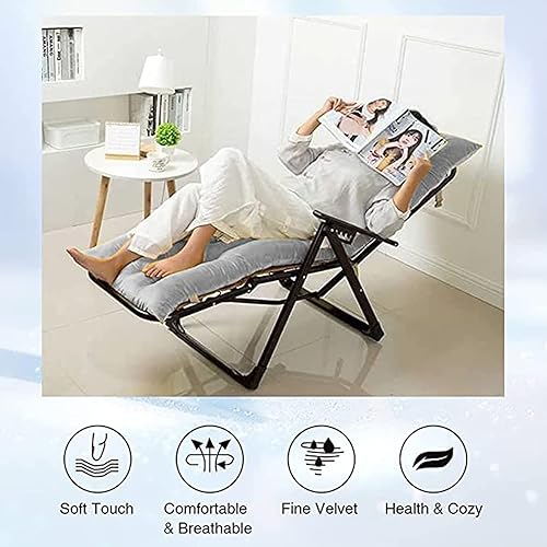 Miniatura 5 de Cojín de gravedad cero para silla de salón para muebles de exterior, grueso y cómodo, reclinable para silla portátil para patio (gris 68 x 22 x 4
