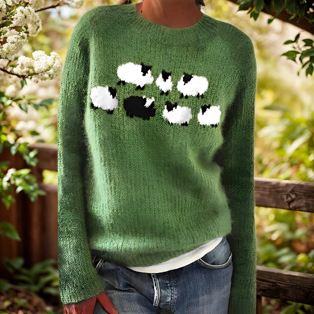 Women's Casual Colorful Retro Knitted Fair Isle Print Sweater 2025 Trendy Fall Winter Oversized Lightweight Pullover Tops