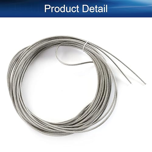 Miniatura 4 de Heyiarbeit Cable de alambre 532 de acero inoxidable 304, cable de alambre de PVC de 65.6 pies de longitud, cable de avión perfecto para exteriores,