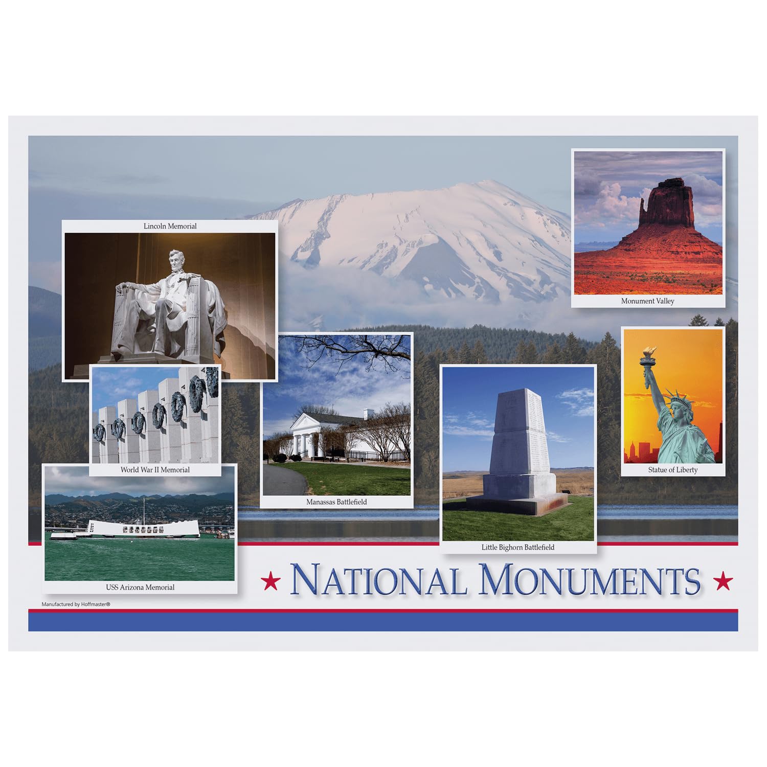 Hoffmaster 702087 orgullo nacional Multipack manteles individuales, 3 diseños por caso, 10 "x 14," impreso (Pack de 1000)