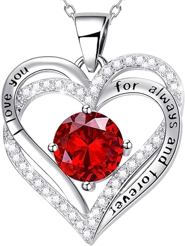 Red Heart Necklace as Valentines Day Necklace for Women,Garnet Necklace Ruby Necklace as January Birthstone Necklace for Wife and Birthday Gifts or