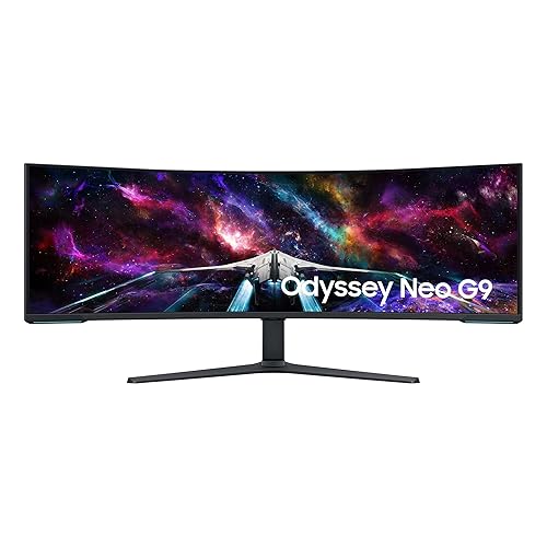Samsung Odyssey Neo G95NC Curved Gaming Monitor, 57 Zoll, VA-Panel, 7.680 x 2.160 Pixel, Quantum Mini LED, Freesync Premium Pro, Bildwiederholrate 240 Hz, Reaktionszeit 1 ms (G/G), Weiß - 57 Zoll
