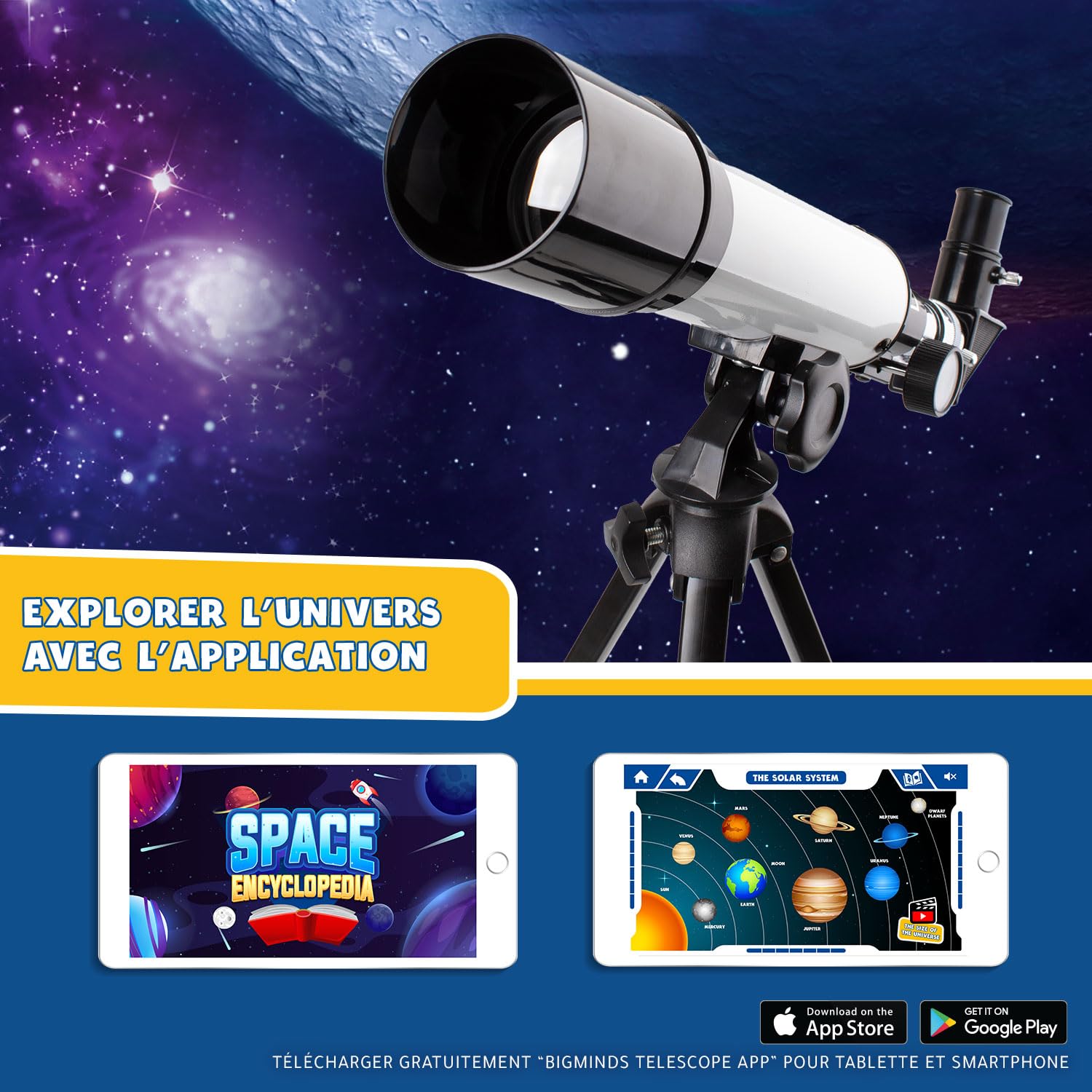 Telescope Enfant avec Application éducative | Telescope Astronomique Enfant 8 Ans Plus | Lunette Astronomique Et Terrestre | Cadeau Garçon 8 Ans