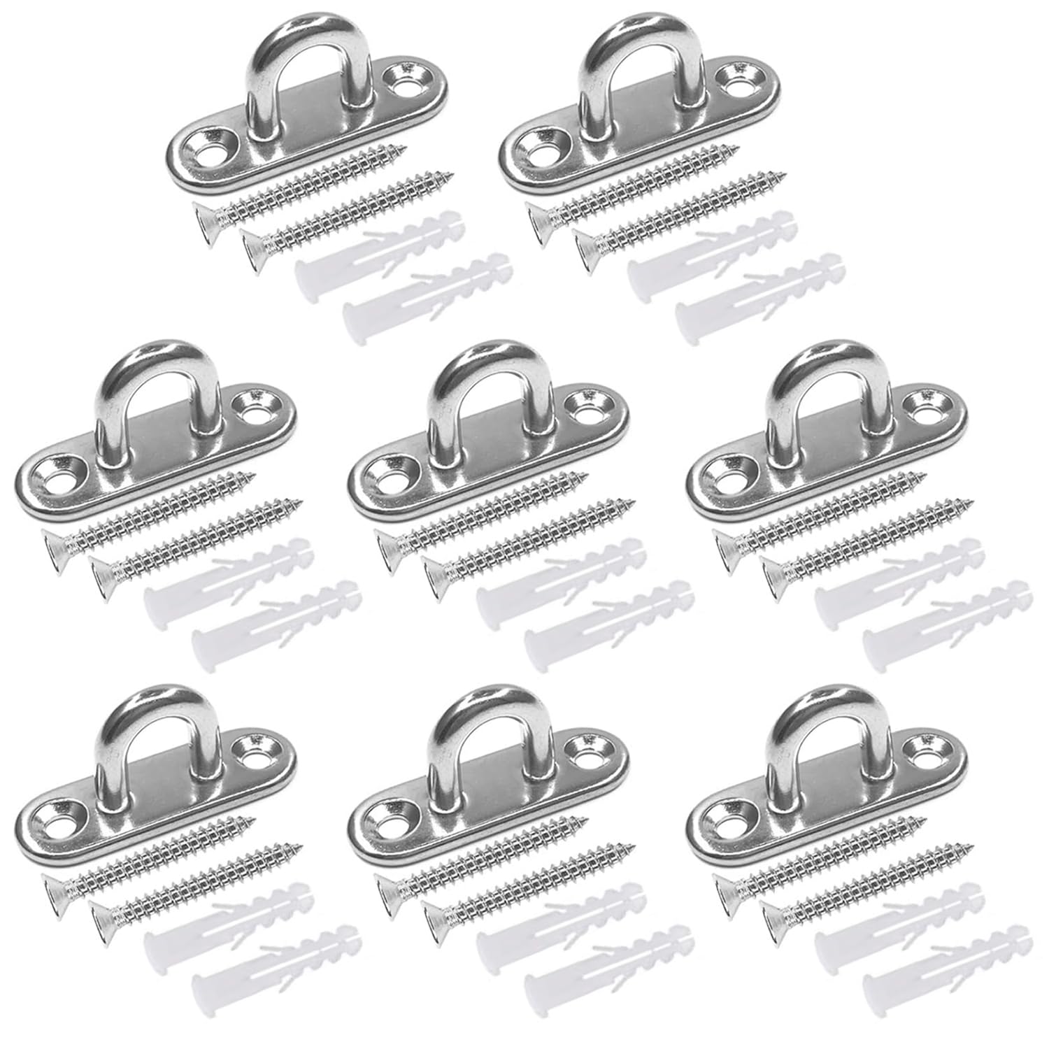 Greluma 8 Pz Ganci per soffitto in acciaio inossidabile M5 304 da 45 mm, ganci con occhielli, ganci per ferramenta marina con viti