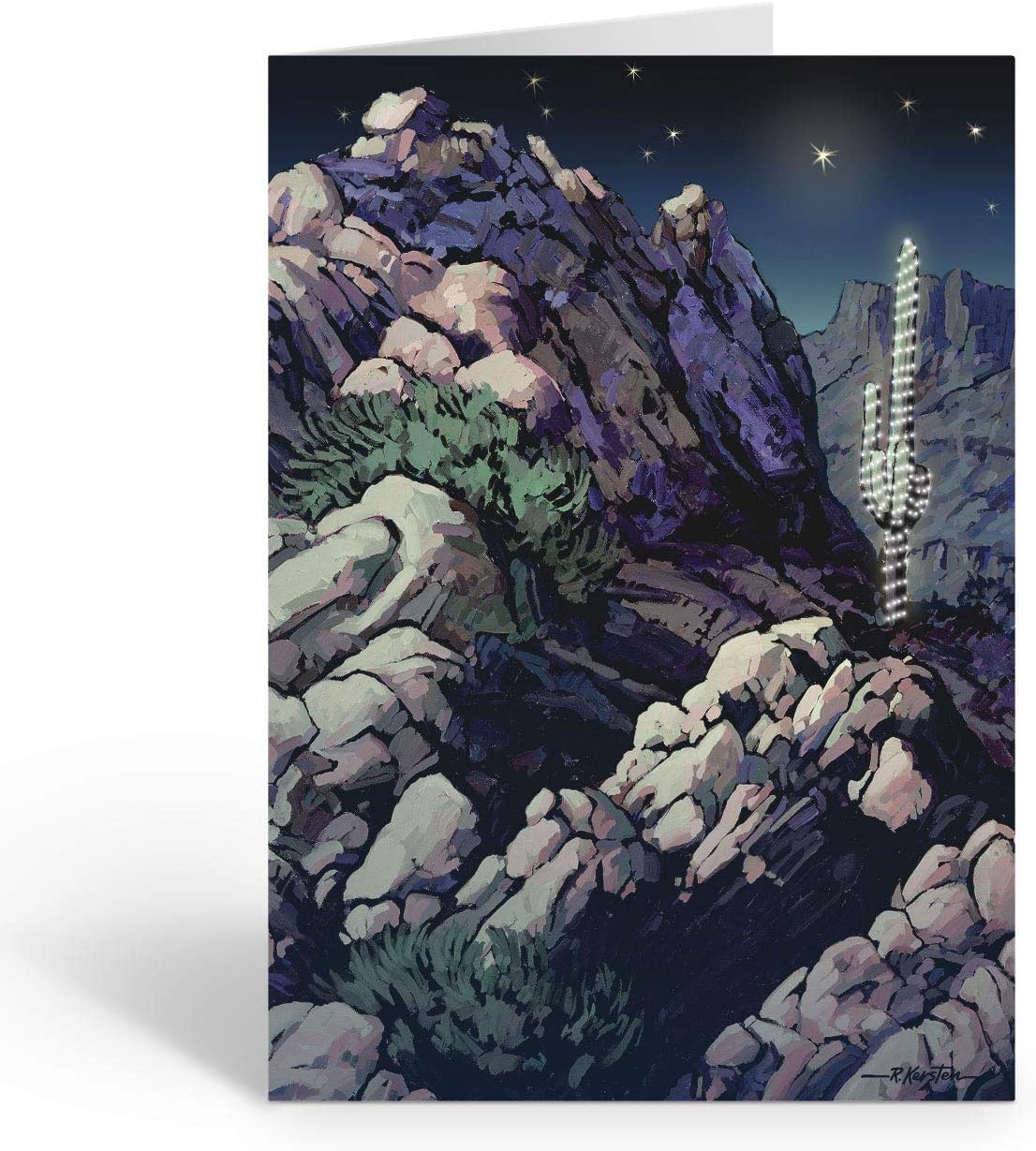 Stonehouse Collection | Desert Christmas Card | Christmas Lights on Cactus Holiday Cards | USA Made