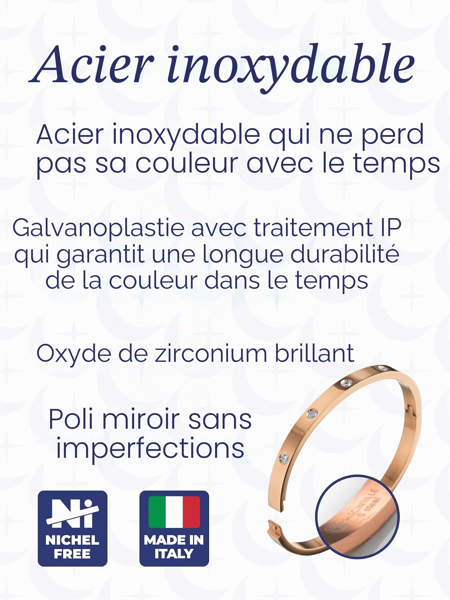 inSCINTILLE Bangles Bracelet Rigide en Acier Inoxydable pour Femme avec Boîte Cadeau Incluse