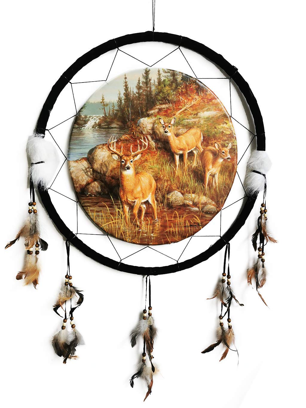 Kinnex Collections Dream Catcher from 24" Dream Catchers – Native American Dream Catcher – Made with Wooden Beads and Real Feathers – Decor / Gift