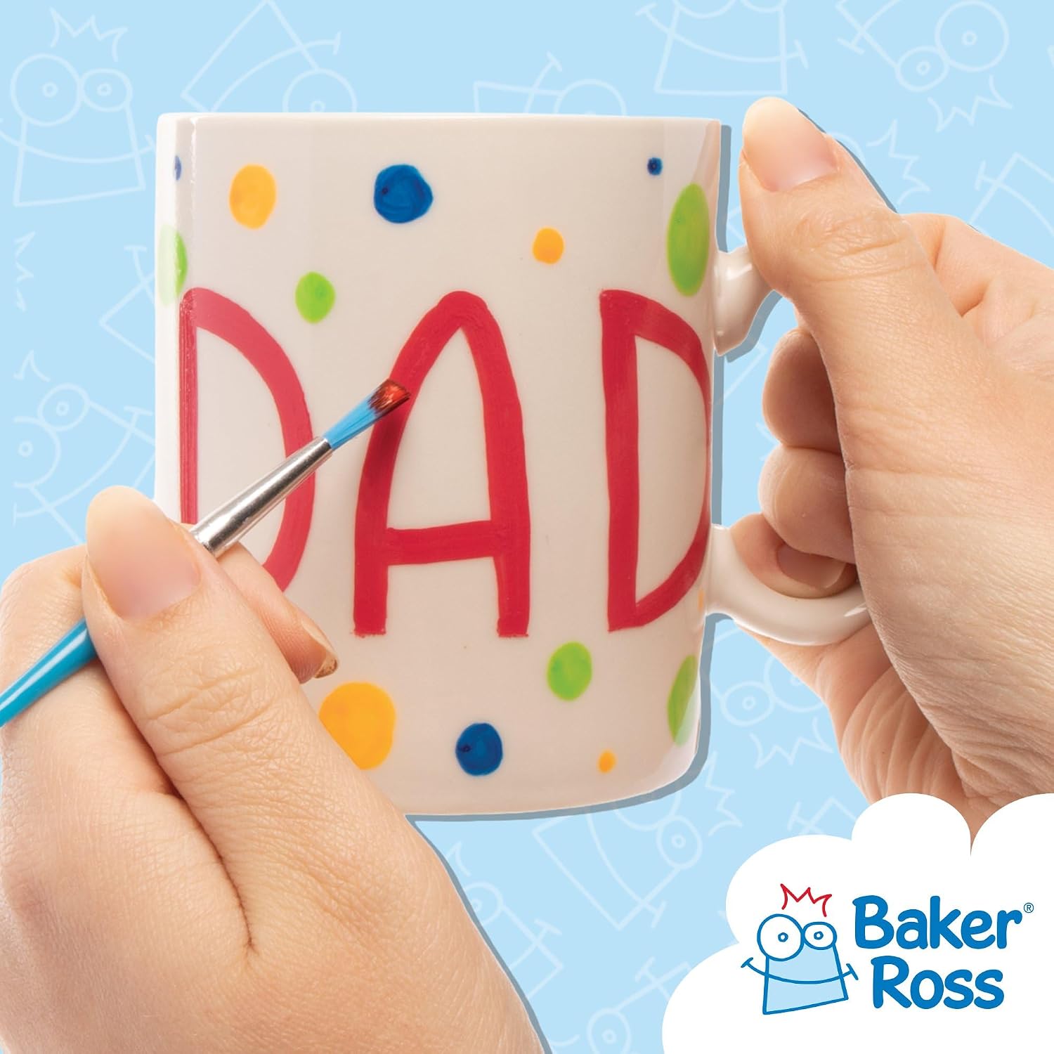 Baker Ross Design Your Own Mugs - Pack of 4, White Porcelain Mugs for Kids to Decorate, Arts and Crafts