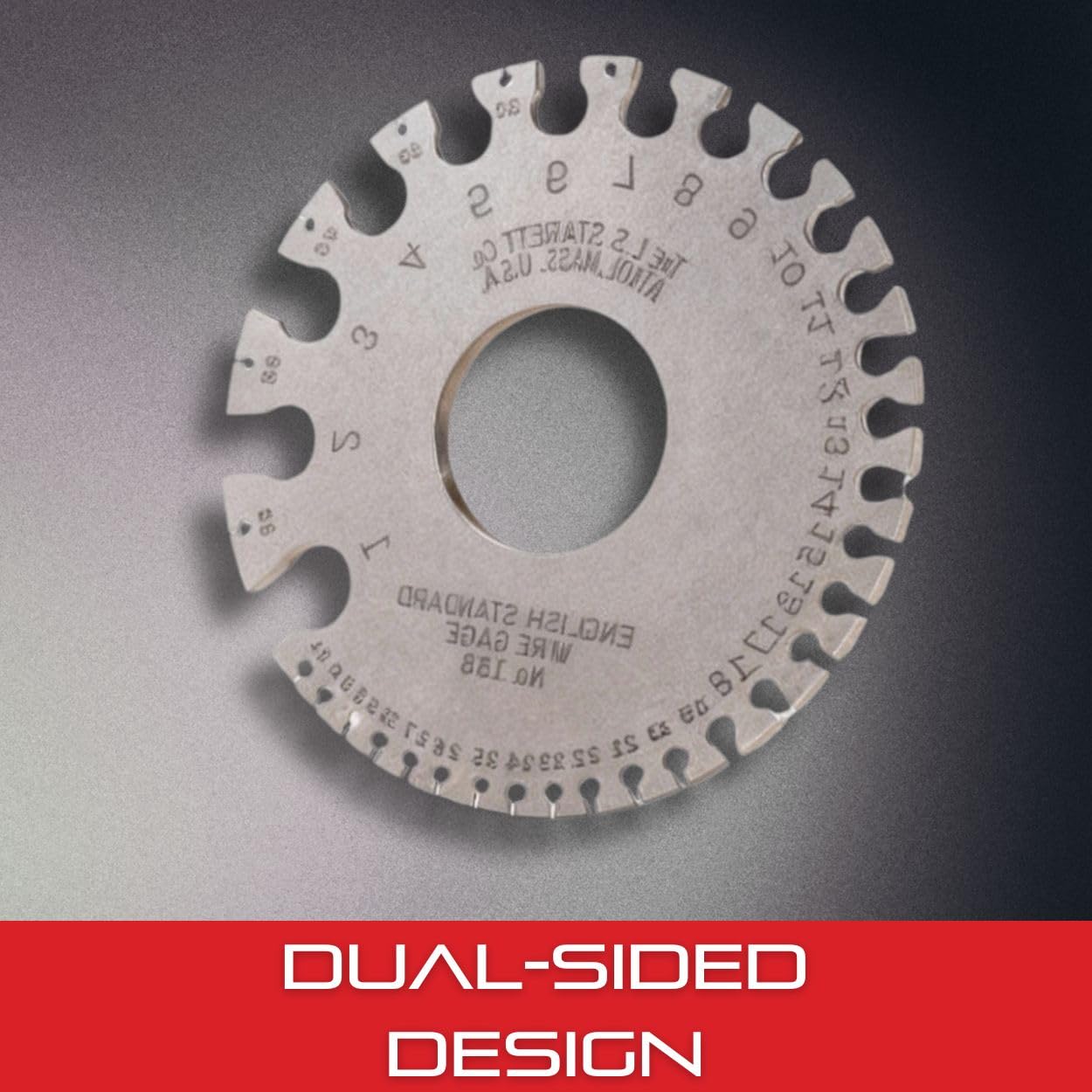 Starrett English Standard Wire Gage with Satin Finish and Decimal Equivalents on The Reverse Side - Ideal for Professionals and DIY Home Improvement - 188
