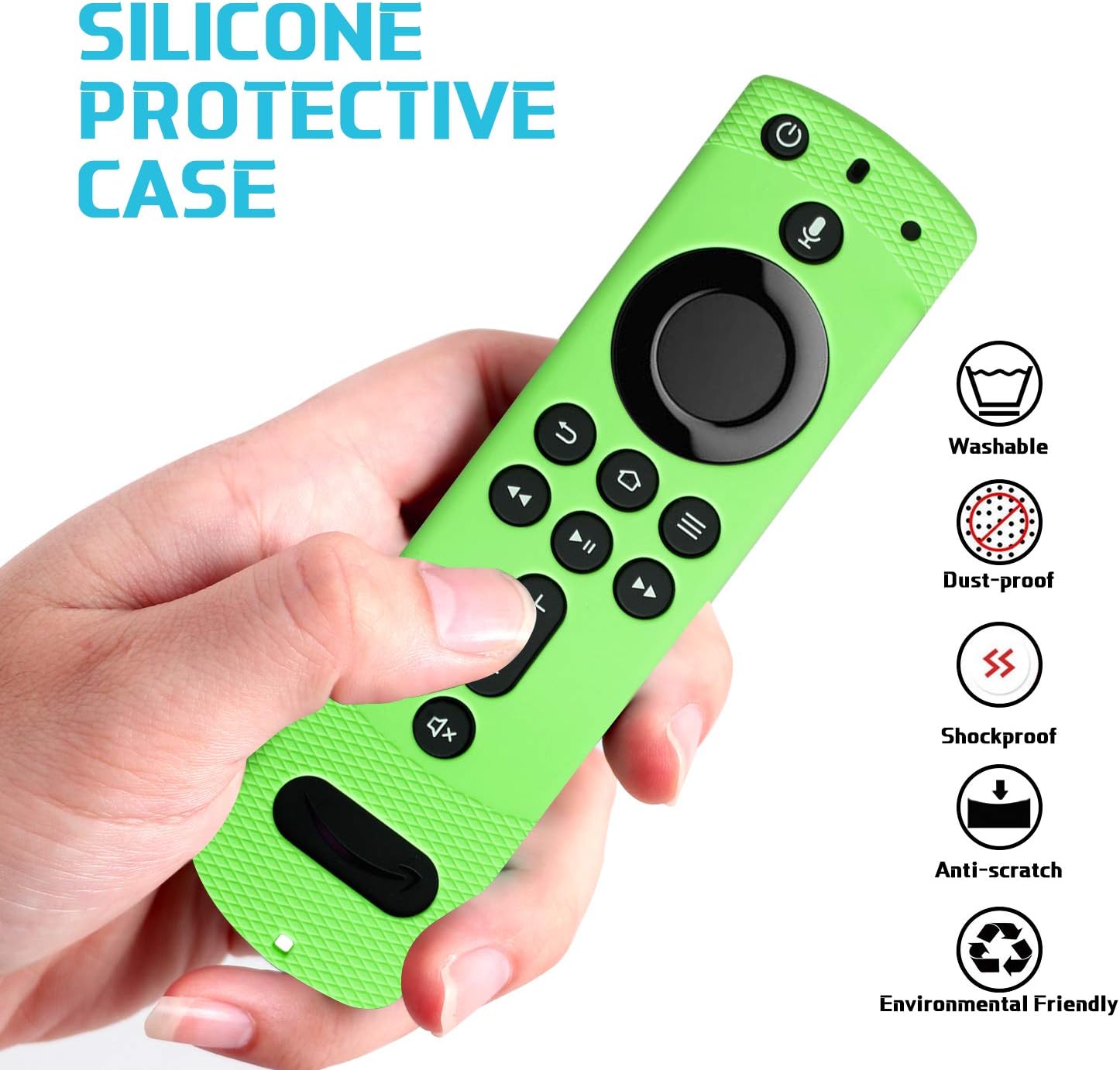 Remote Cover for Fire TV Stick 4K QCUTE Shockproof Silicone Remote Case Shockproof for Fire TV Cube/Fire TV (3rd Gen) Compatible with All-New 2nd Gen Alexa Voice Remote Control with Lanyard