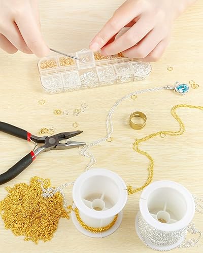 Miniatura 6 de PP OPOUNT Cadenas de joyería de 65 pies, cadenas de collar de 0.079 pulgadas (0.079 in), cadenas para hacer joyas con 960 anillos de salto, 40