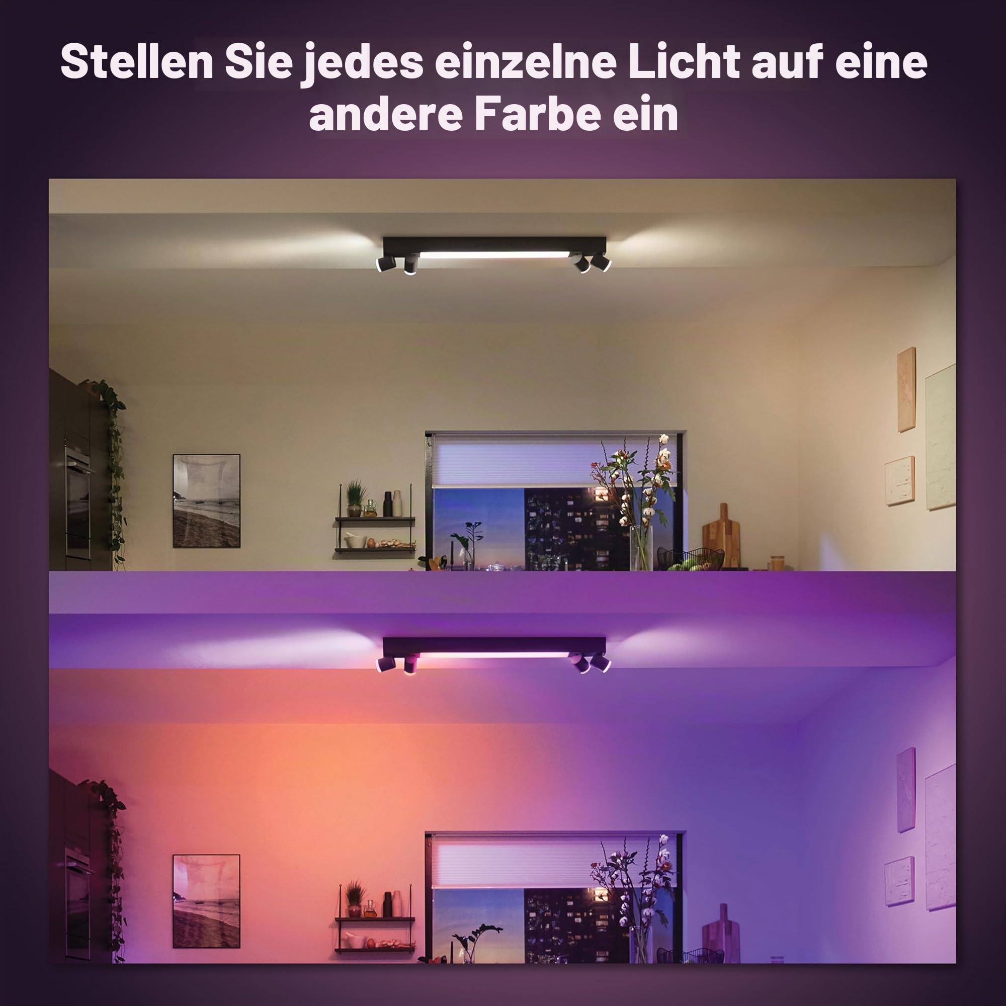Philips Hue White & Color Ambiance Centris 4er Spot, dimmbar, 16 Mio. Farben, schwarz