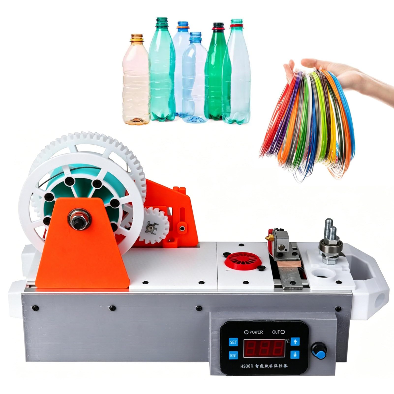 Pvxa Pultruded Plastic Bottle Filament, 3D Printer Extruder Filament Maker Machine, with Digital Temperature Control, for Families, Small Studios, DIY Makers Grey