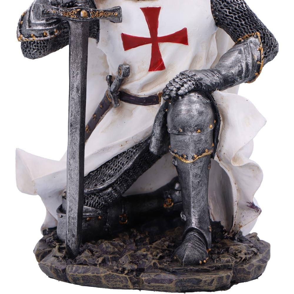 Nemesis Now Statuetta di cavaliere templare medievale, scultura rinascimentale in resina dipinta a mano - Take The Knee