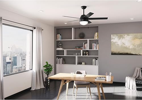 Miniatura 3 de Hunter Anslee 52385 - Ventilador de techo interior de 52 pulgadas con luz LED, ventilador de techo negro con cadena de tracción, para dormitorio,