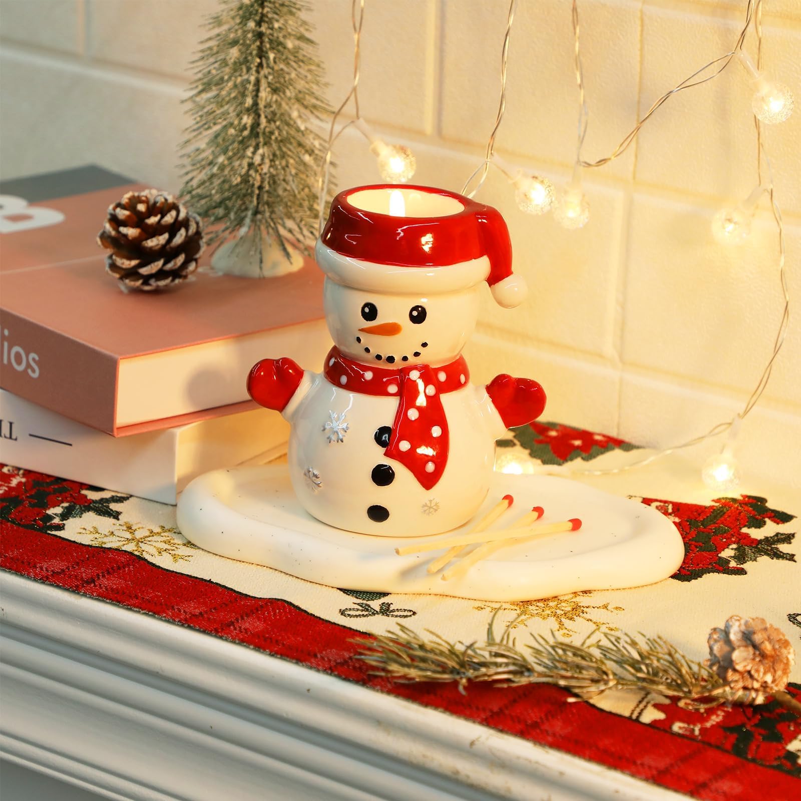 Amazon.co.jp: 雪だるま ティーライト キャンドルホルダー サンタ帽子