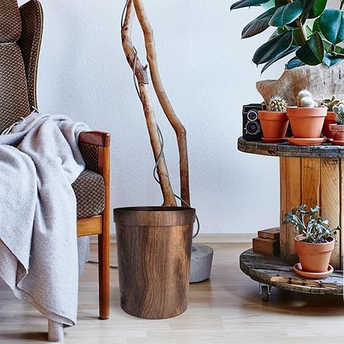 Miniatura 6 de LIFKOME Bote de basura retro de granja de 13 galones, cubo de basura decorativo, cestas de almacenamiento de mimbre, cestas de almacenamiento de