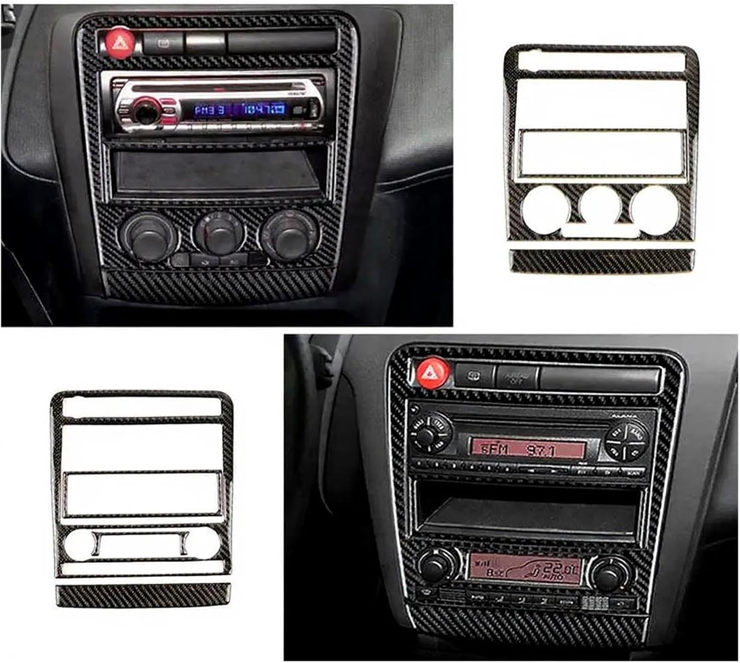 Compatible for Seat Ibiza 6l 2003 2004 2005 2006 2007-08 3pcs/4pcs Car Soft Carbon Fiber Accessories Central Control AC Panel Interior Trim(Type B LHD)