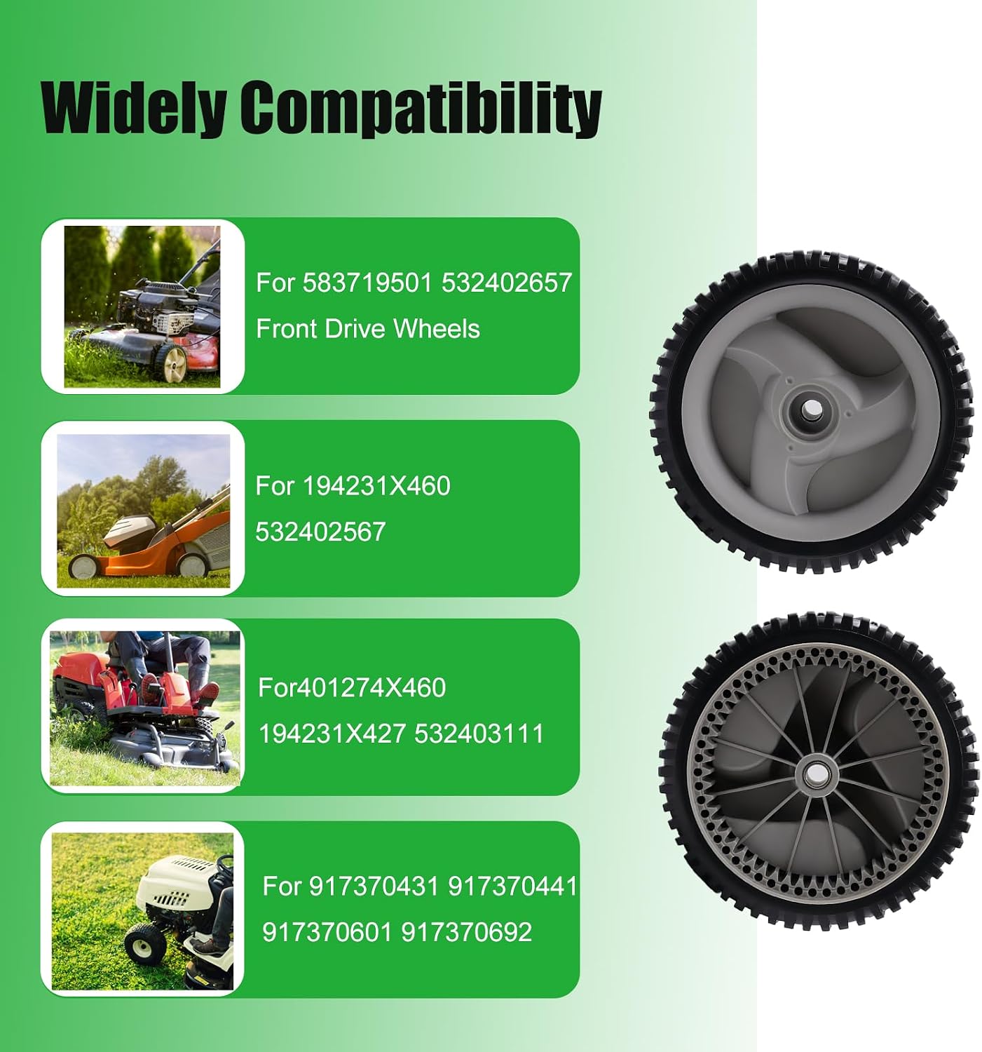 583719501 194231X460 Front Drive Wheels Compatible for Craftsman Lawn Mower Wheels for Craftsman Husqvarna & HU Front Wheel Drive Self Propelled Lawn Mower (2PCS)