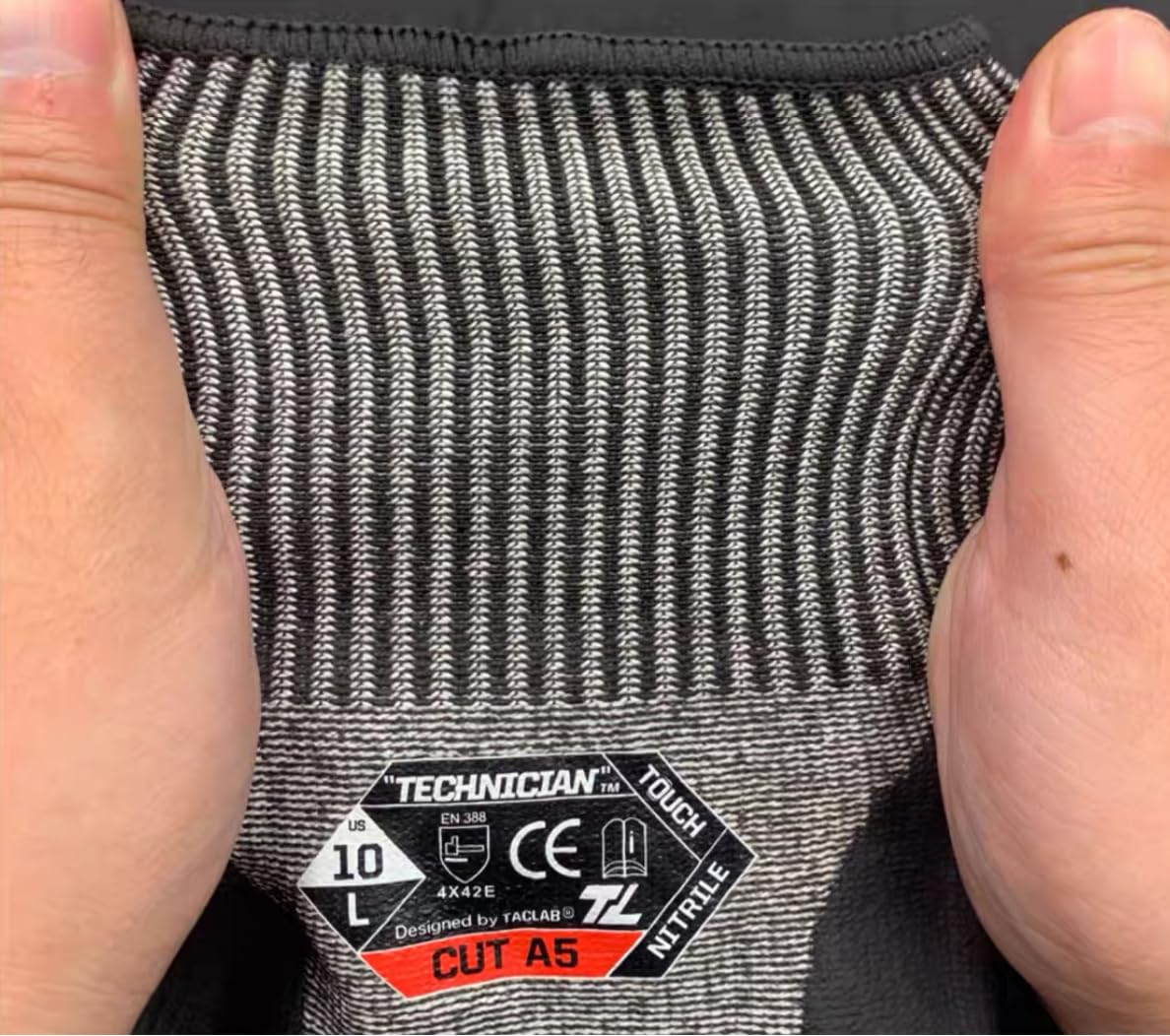 TACLAB CUT A5 Cut Resistant Urethane Coated SpeedKnit Work Gloves - Touch Capable, Strong Grip in Dry (L)