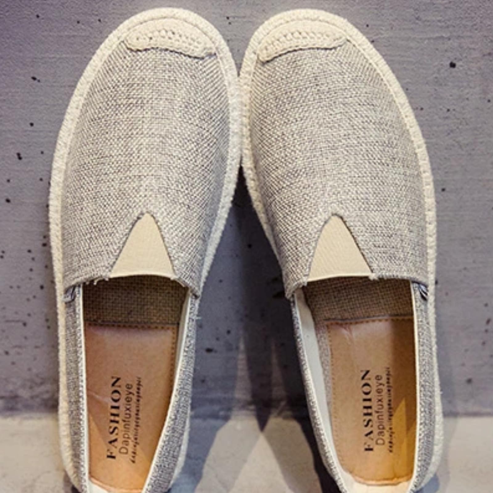 Scarpe Pescatore Uomo Estate Tela Basse Senza Lacci Casual(Grigio,44)