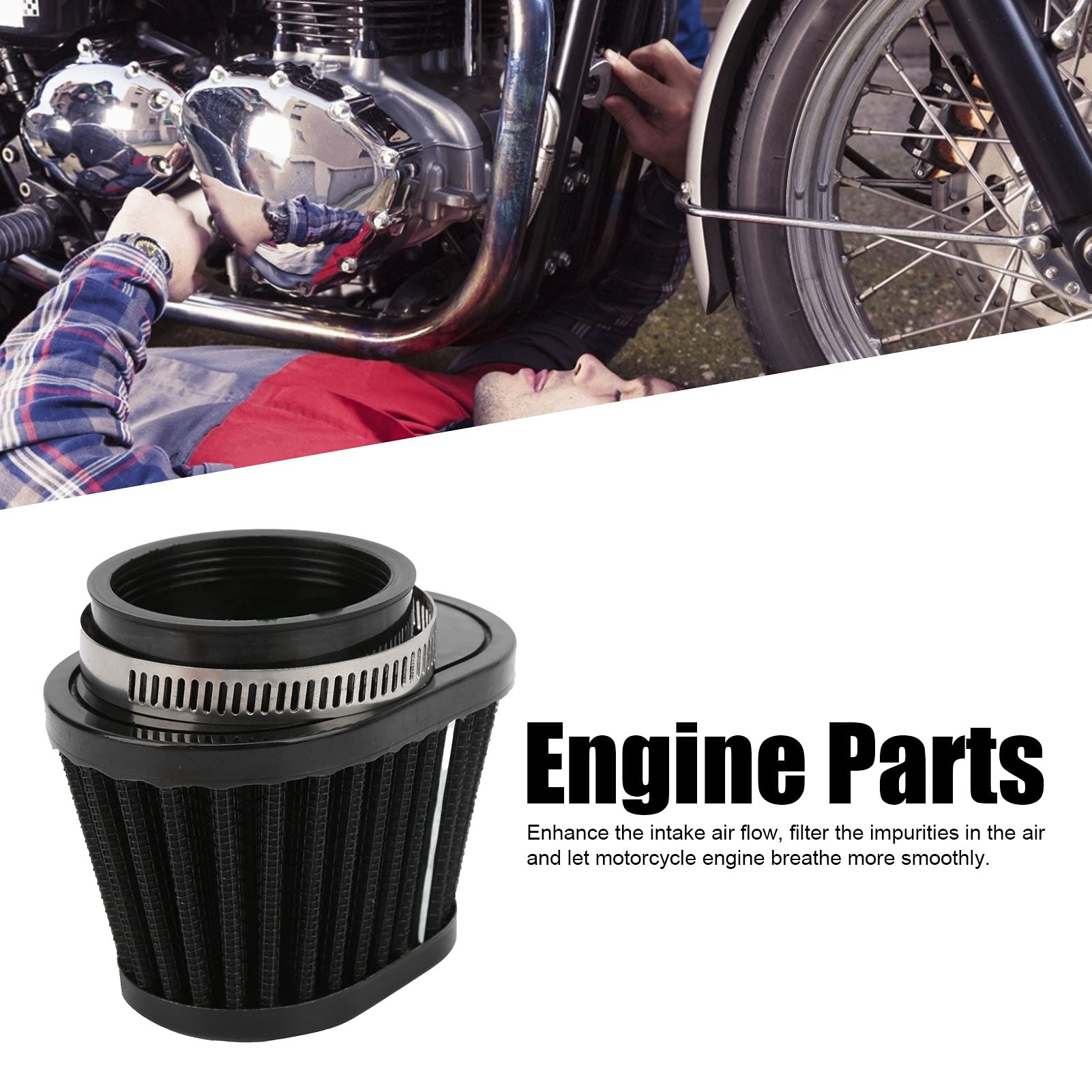 Filtro Aria Moto Sostituzione Universale per ABS Non Tessuto Testa a Fungo Migliora L'efficienza Dell'aspirazione Dell'aria del Motore Lunga Durata (60MM)