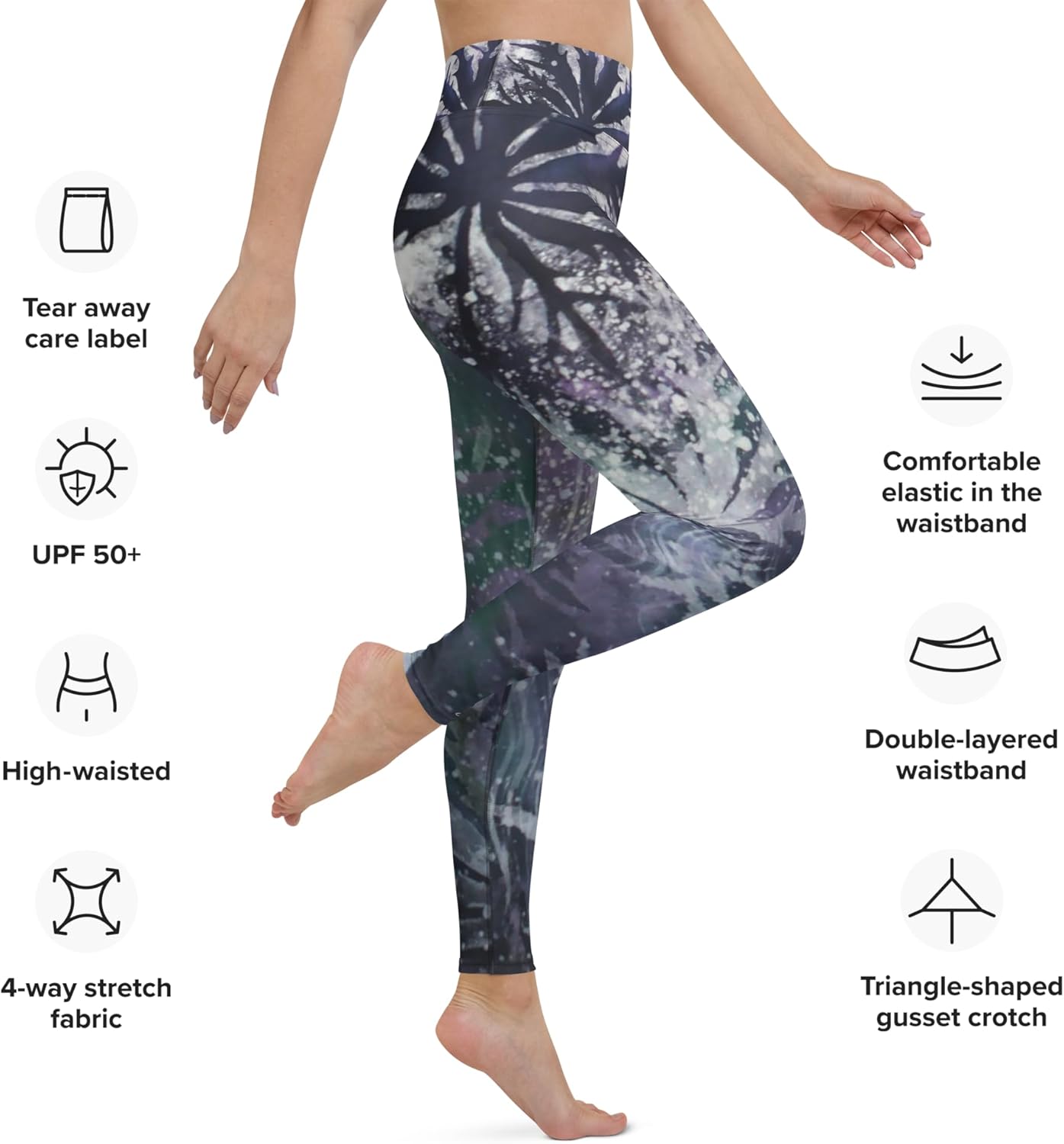 Yoga High Waisted Leggings, Unique, Vibrant Wearable Art, UPF50, Colorful, Stretchy, Comfortable Activewear