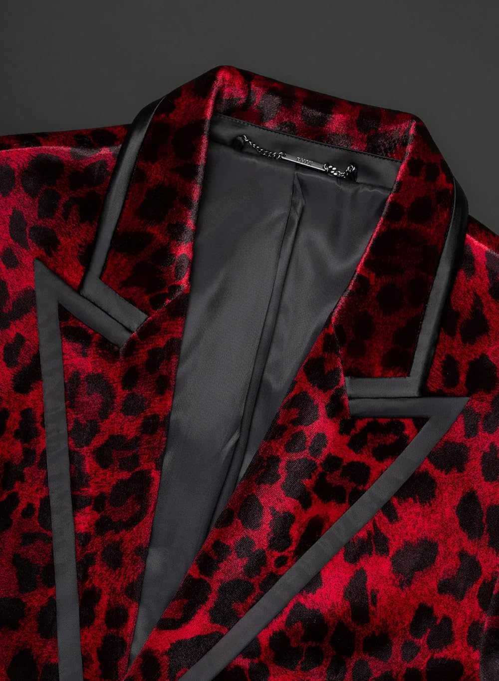 Red Black Leopard Print Velvet Blazer with Satin Lapel Trim Peaked Lapel Prom Party Tuxedo Jacket Animal Pattern