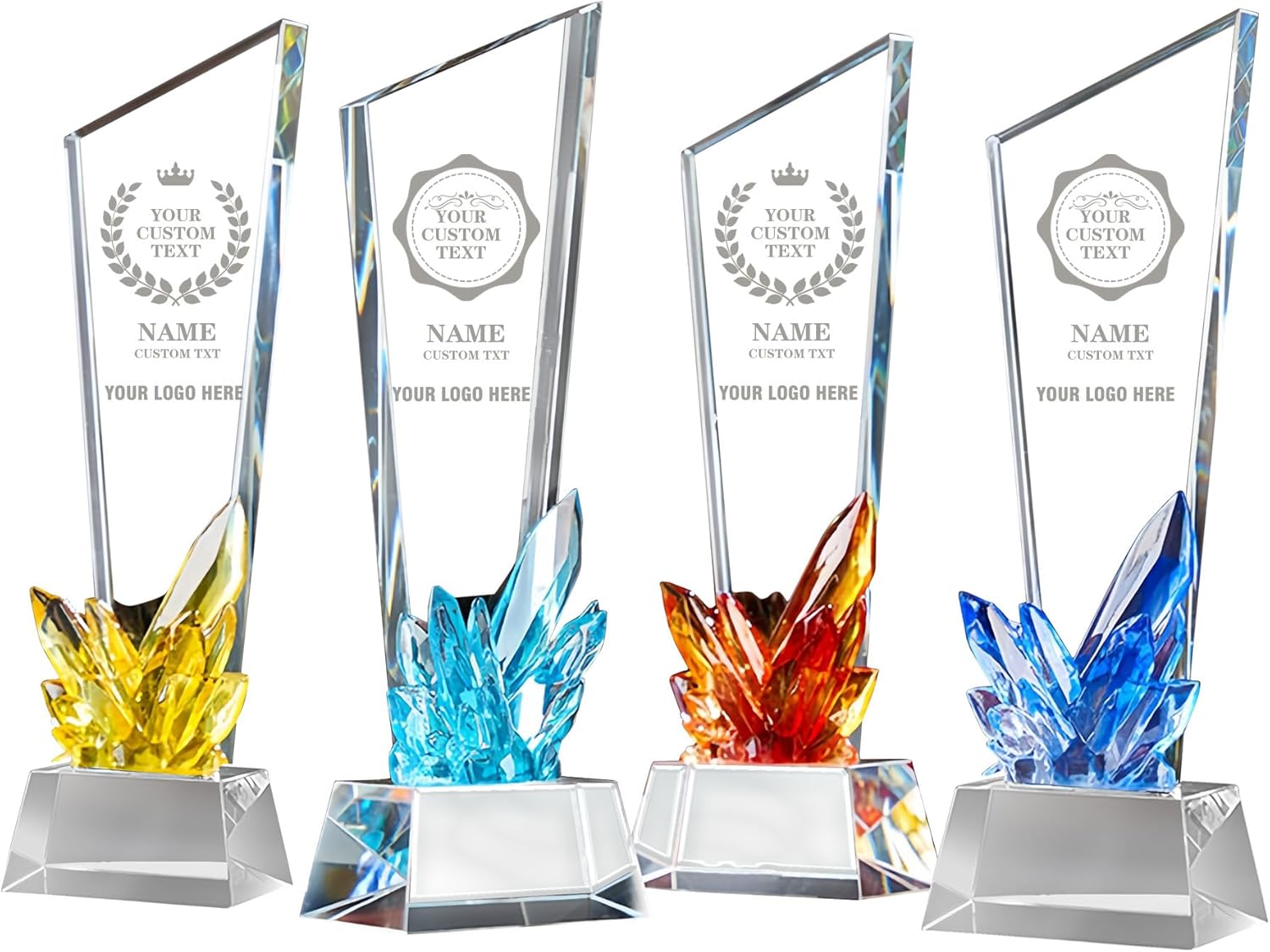 Personalized Crystal Trophy Award Custom Engraved Trophies Customized Crystal Awards with Text Logo Employee Appreciation Company Anniversary Retirement Gifts
