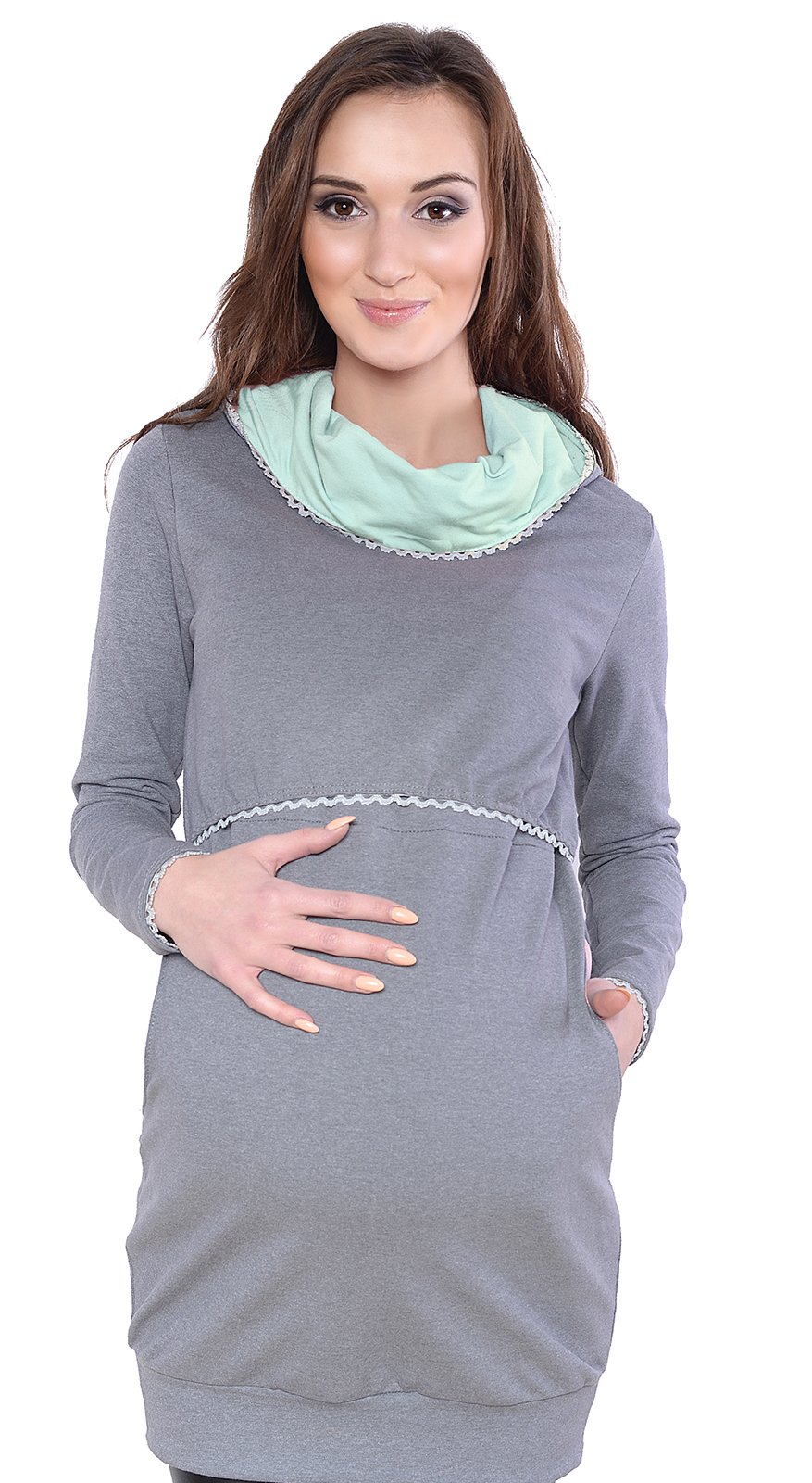 Mija – moda ciążowa / 2 w 1 elegancki sweter do karmienia i sweter ciążowy Ellie 7129