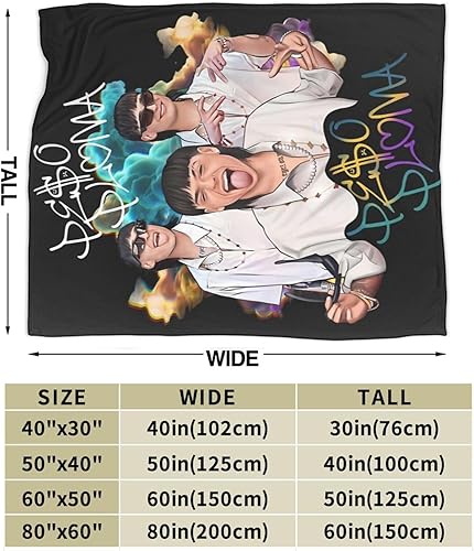 Miniatura 2 de HOOPABLES Peso Rapper Pluma Singer - Manta de forro polar, divertida manta de aire acondicionado para todas las estaciones, manta gráfica de cama de