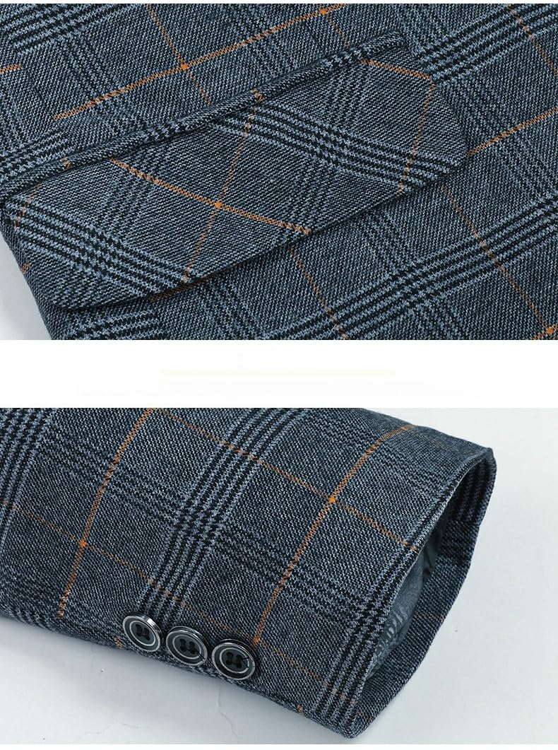 Genérico Americana Hombre Casual, Blazers Casuales para Hombre, Abrigos Deportivos, Chaqueta De Traje A Cuadros De 2 Botones, Traje De Trabajo De Oficina, Chaqueta con Bolsillo, Esmoquin Liso De Co