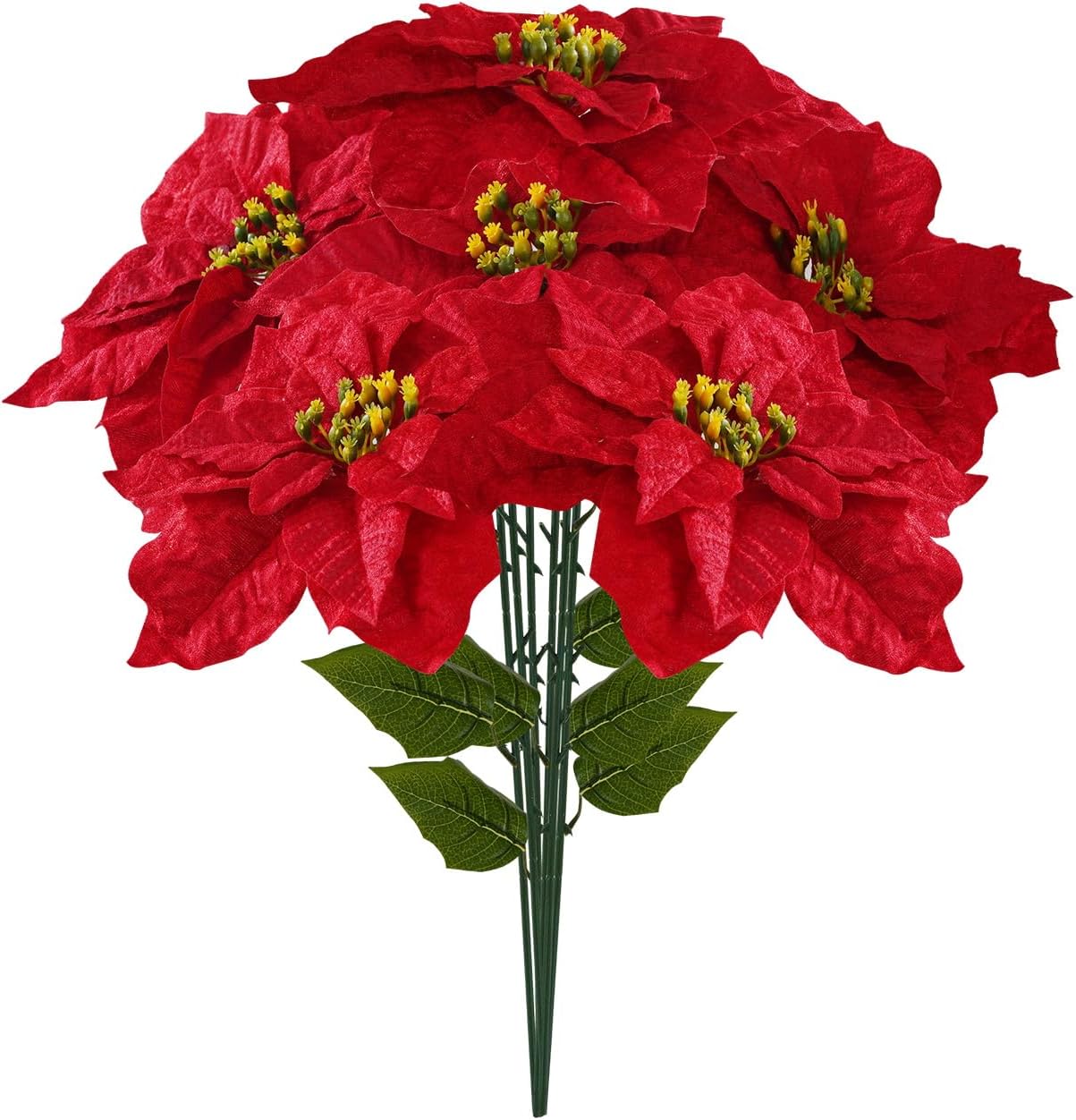 Couronne De Noël Artificielle 40 Cm Avec Poinsettias Rouges Et Houx - Décoration De Porte Intérieure/extérieure - Réutilisable