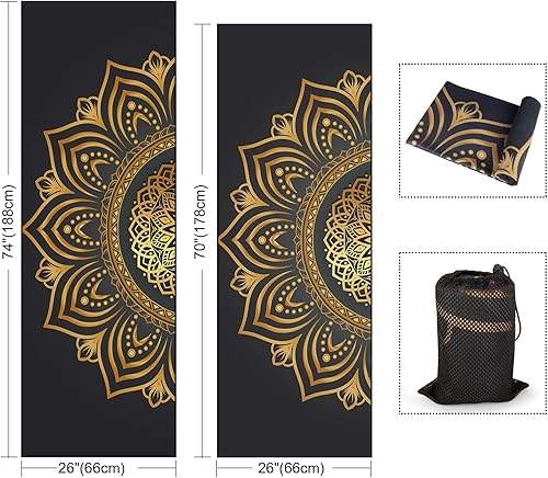 Miniatura 9 de Colorful Star Toalla de yoga con bolsillos en las esquinas, puntos de agarre antideslizantes, absorbentes del sudor, toallas de yoga suaves con