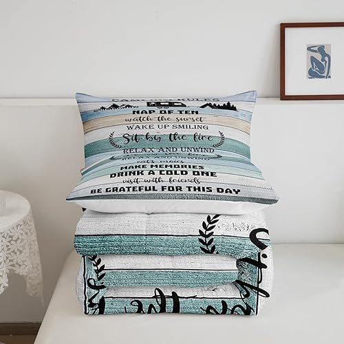 Miniatura 5 de Erosebridal Juego de ropa de cama con reglas de campamento, juego de edredón para cámper, tamaño Queen para niños, adolescentes, decoración de